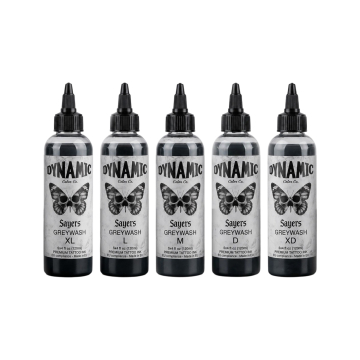 Dynamic Tatoo Ink - Platinum - Sayers Greywash-sæt 5 x 120 ml