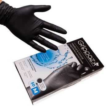 Æske med 50 Grippaz - High Performance Non-Slip Black nitril handsker