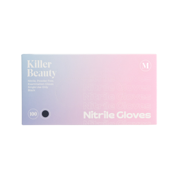 Æske med 100 sorte Killer Beauty nitril handsker - kasse med 10