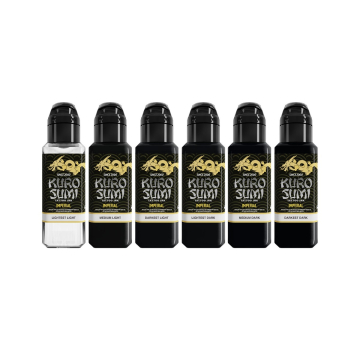 Kuro Sumi Imperial Tattoo Ink - Marta Make Fine Art Black and Grey sæt 6 x 44 ml