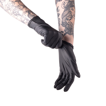Æske med 100 Saferly latexhandsker i sort