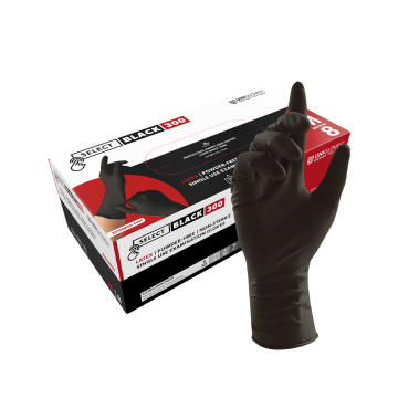 Æske med Unigloves Long Cuff Black latex handsker