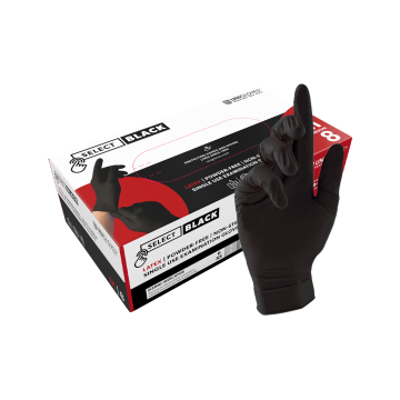 Æske med 100 Unigloves Select Black latex handsker