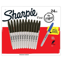 Pakke med 24 Sharpie Fine Point Black Markers Plus 1 Blue Marker