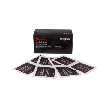 Pakke med 100 stk. 70% IPA Alcohol Swab Wipes. Unigloves Pakket i individuelle poser