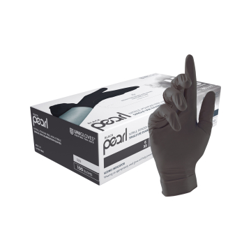 Æske med 100 Unigloves Black Pearl nitril handsker