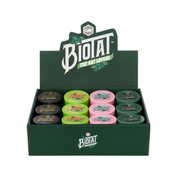 Æske med 12 assorterede BIOTAT Tattoo Soft Butter 50ml Studio Display