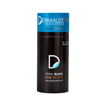 Rulle med Dermalize Pro Total Black Sun Block - beskyttende tatoveringsfilm - 15 cm x 10 m