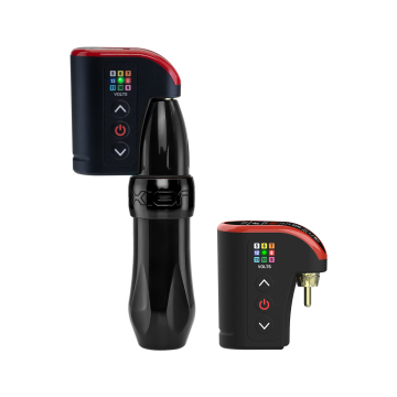 FK Irons Spektra Xion rotary machine - Stealth (sort/sort) & Darklab: Lightning Bolt trådløs RCA batteripakke - dobbeltpakke