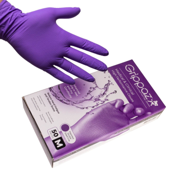 Æske med 50 Grippaz - High Performance Non-Slip Violet nitril handsker