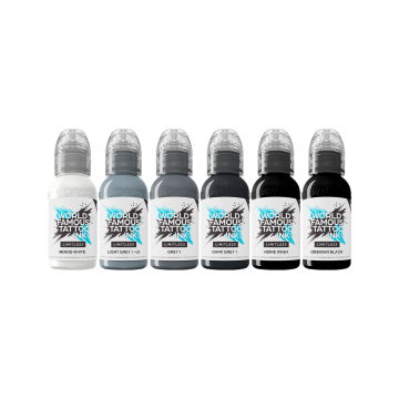 World Famous Limitless tatoveringsblæk - Thomas Carli Jarlier Noire Ink sæt - 6 x 30 ml