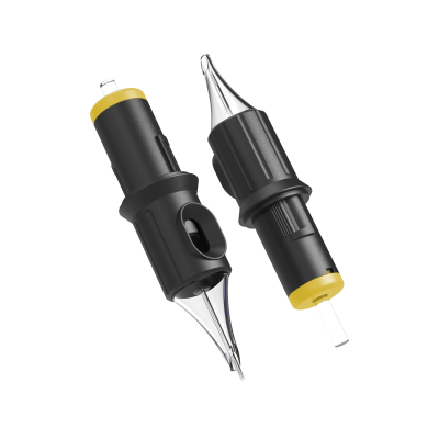Æske med 20 Ghost Black Needle Cartridges -Round Shader Long Taper
