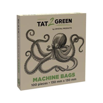 Æske med 100 Tat2Green - Sorte maskintasker - 130mm x 130mm