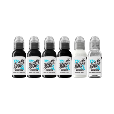 World Famous Limitless tatoveringsblæk - mørke sæt - 6 x 30 ml