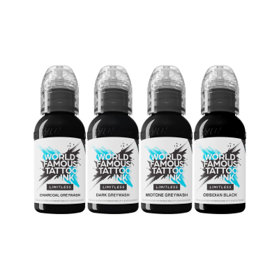 World Famous Limitless tatoveringsblæk - Linjearbejde og nuancesæt - 4 x 30 ml