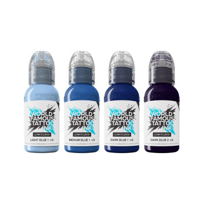 World Famous Limitless tatoveringsblæk - Shades of Blue Collection - 4x 30 ml