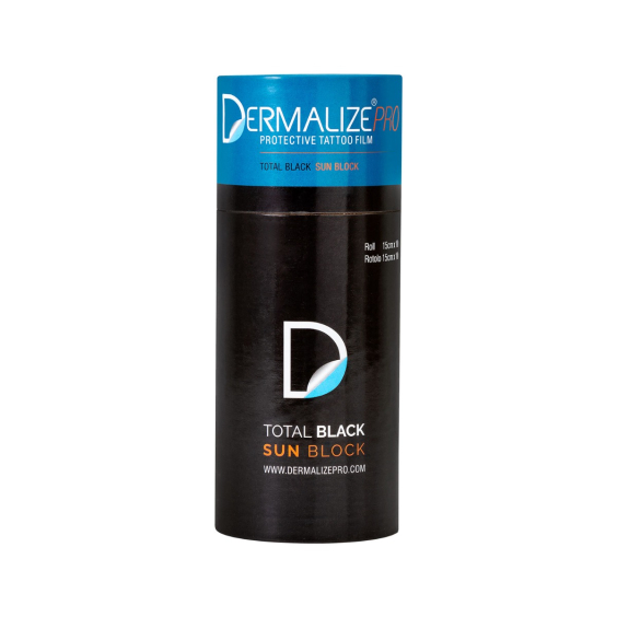 Rulle med Dermalize Pro Total Black Sun Block - beskyttende tatoveringsfilm - 15 cm x 10 m