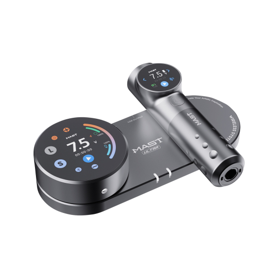 Dragonhawk Mast Archer Ultra tatoveringsmaskine med opladningsstation - matgrå - 4,5 mm slaglængde