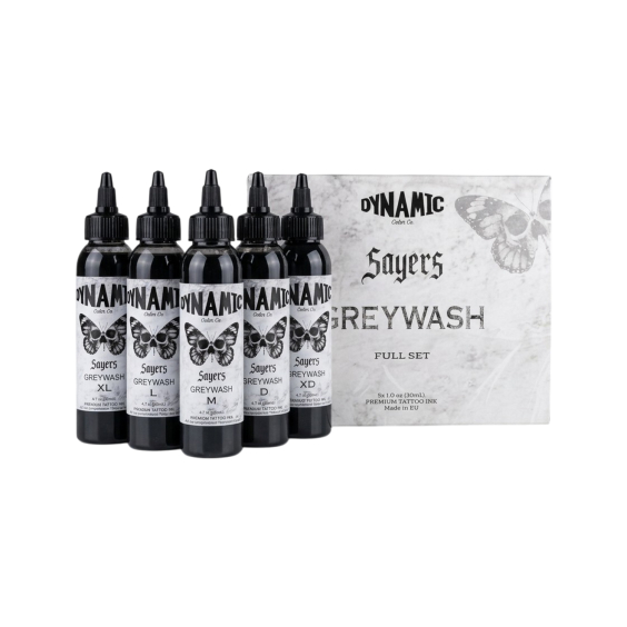 Dynamic Tatoo Ink - Platinum - Sayers Greywash-sæt 5 x 120 ml