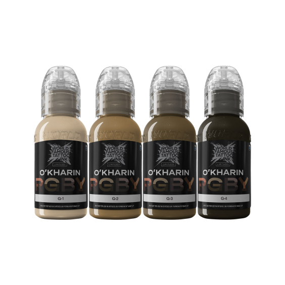 World Famous Limitless tatoveringsblæk - Sasha O'Kharin RGBY Green Set - 4x 30 ml