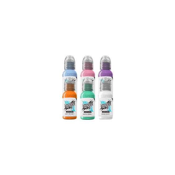 World Famous Limitless tatoveringsblæk - Pastel kollektion - 6 x 30 ml